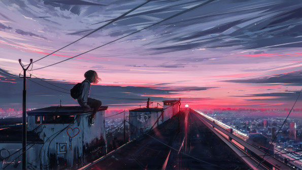 Aesthetic-Anime-Sunset-Wallpaper